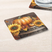Erntedank Hübsch Pumpkin Sonnenblumen Rechteckiger Pappuntersetzer (angewinkelt)