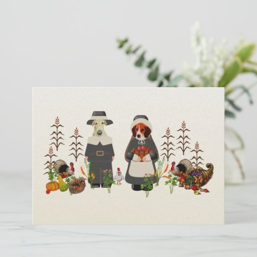 Erntedank-Hunde Einladung (Stehend Vorderseite)