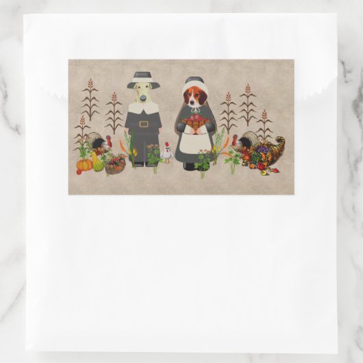 Erntedank Hunde Rechteckiger Aufkleber (Tasche)