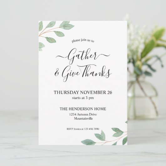 Erntedank im Grünen Abendessen Einladung (Stehend Vorderseite)