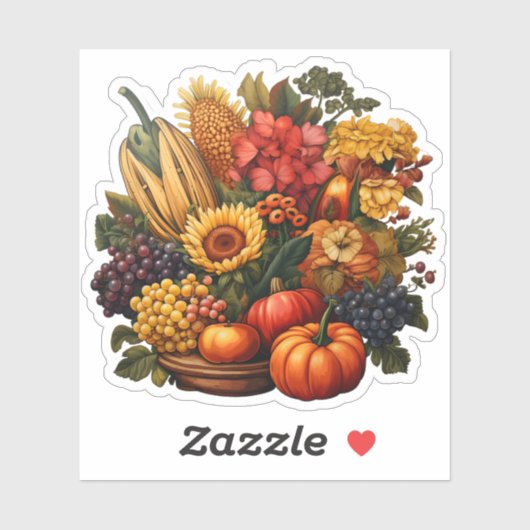 Erntedank im Herbst Gemüse Aufkleber (Blatt)