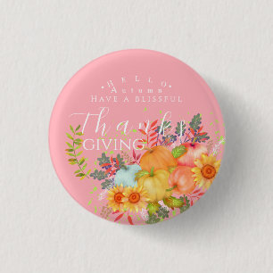 Erntedank im Herbst rosa Button