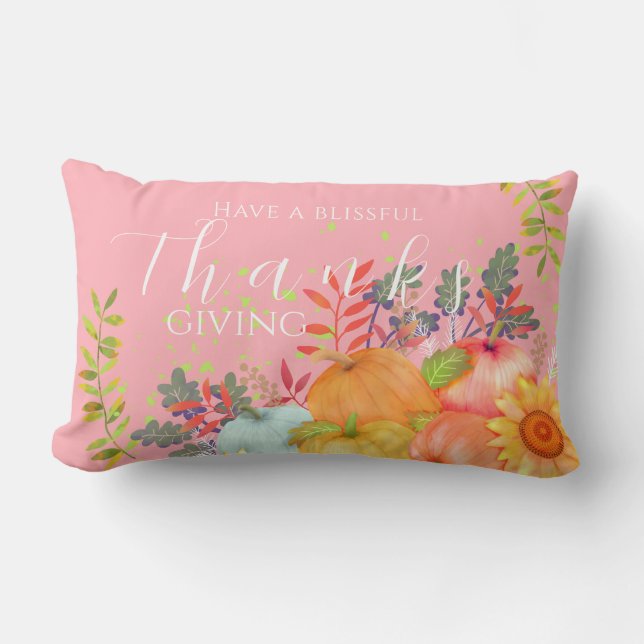 Erntedank im Herbst rosa Lendenkissen (Vorderseite)