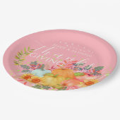 Erntedank im Herbst rosa Pappteller (Schrägansicht)