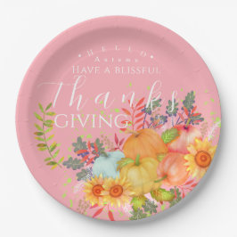 Erntedank im Herbst rosa Pappteller