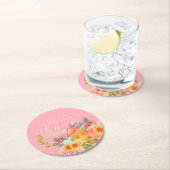 Erntedank im Herbst rosa Runder Pappuntersetzer (Vor Ort)