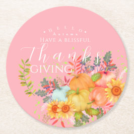 Erntedank im Herbst rosa Runder Pappuntersetzer