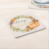 Erntedank - "Immer dankbar" - Wasserfarben Rechteckiger Pappuntersetzer (angewinkelt)