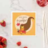 Erntedank isst Getränke und sei dankbar Cornucopia Serviette (Beispiel)