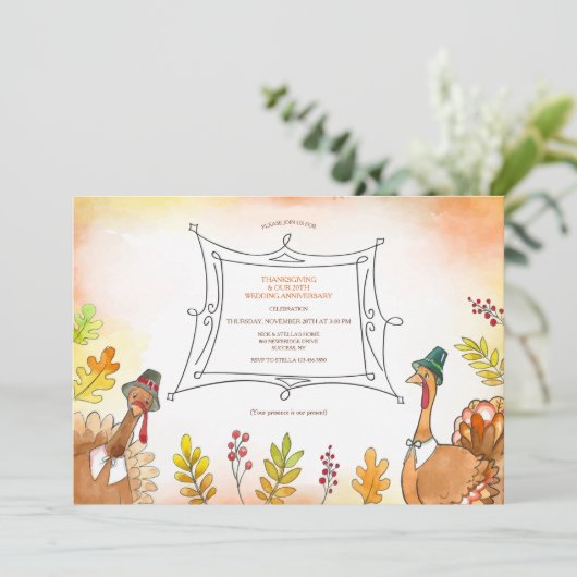 Erntedank-Jahrestag-Party Einladung (Stehend Vorderseite)