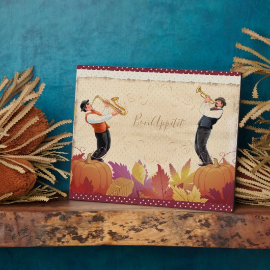 Erntedank Jazz Fall Maple Blätter Vintag Fotoplatte (Seite)