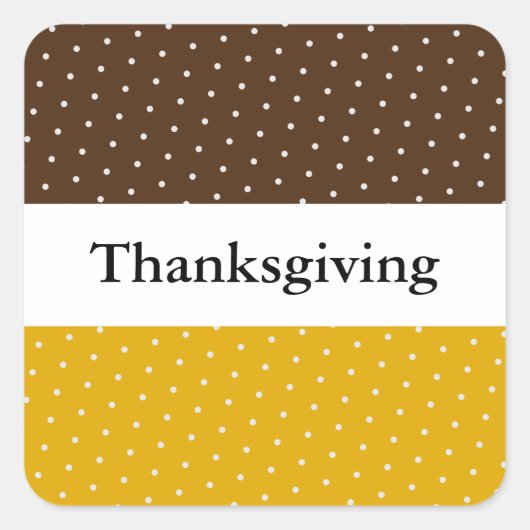 ERNTEDANK Kakaobraun gestrichelte Senfstreifen Quadratischer Aufkleber (Vorderseite)