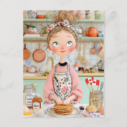 Erntedank Kanada Postcard Cosy Kitchenette Pfannku Postkarte (Vorderseite)