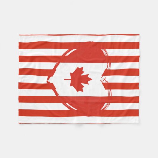 Erntedank Kanada - Rotes Herz und Streifen Fleecedecke (Vorderseite (Horizontal))