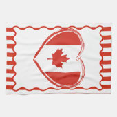 Erntedank Kanada - Rotes Herz und Streifen Geschirrtuch (Horizontal)
