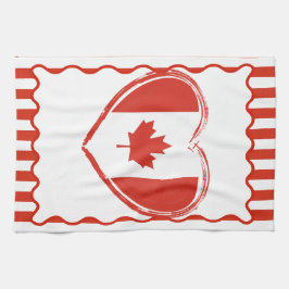 Erntedank Kanada - Rotes Herz und Streifen Geschirrtuch