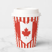 Erntedank Kanada - Rotes Herz und Streifen Pappbecher (Rückseite)
