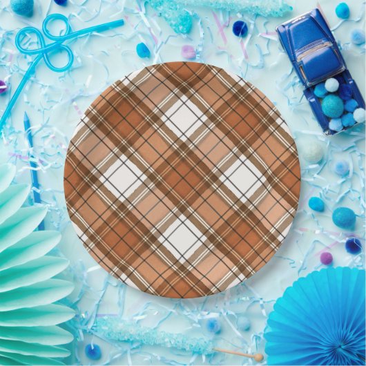 Erntedank Kariert Burnt Orange Party Plättchen Pappteller (Party)