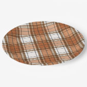 Erntedank Kariert Burnt Orange Party Plättchen Pappteller (Schrägansicht)