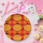 Erntedank Kariert Pumpkin Zeichnend Pappteller (Party)