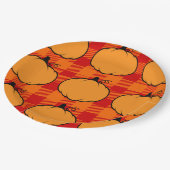 Erntedank Kariert Pumpkin Zeichnend Pappteller (Schrägansicht)