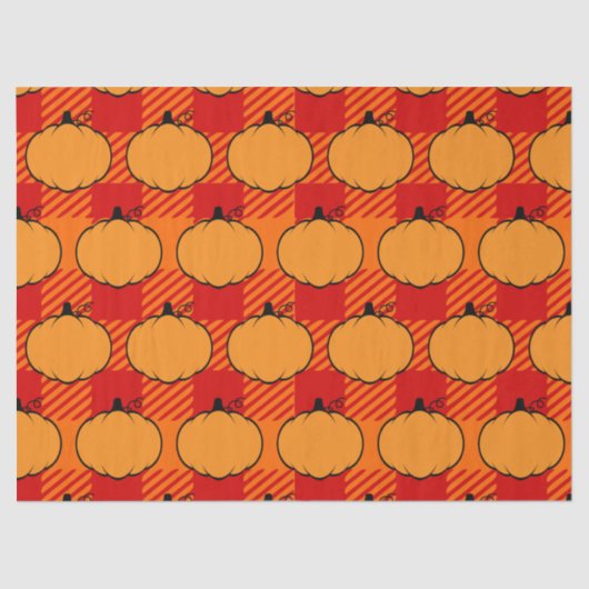 Erntedank Kariert Pumpkin Zeichnend Seidenpapier (Vorderseite)
