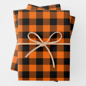 Erntedank Kariertes Muster in Schwarz und Orange Geschenkpapier Set (Beispiel)