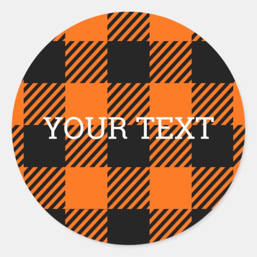 Erntedank Kariertes Muster in Schwarz und Orange Runder Aufkleber (Vorderseite)