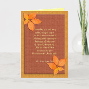 Erntedank-Karte Herbstfeu mit Gedicht Feiertagskarte