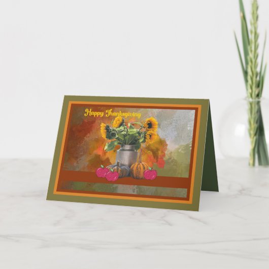 Erntedank-Karte mit Sonnenblumen Dankeskarte (Vorderseite)