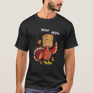 Erntedank-Katze   Falsche Katze Miau Truthahn Ernt T-Shirt