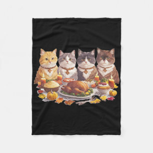 Erntedank-Katzen-Dinner-Fest Vintage-Herbst Fleecedecke