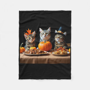 Erntedank-Katzen-Dinner-Festmahl Vintage-Herbst-Mä Fleecedecke