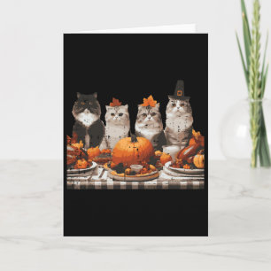 Erntedank-Katzen-Dinner-Festmahl Vintage-Herbst-Mä Karte