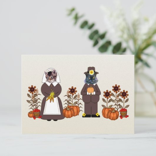 Erntedank-Katzen Einladung (Stehend Vorderseite)