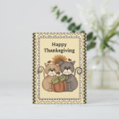 Erntedank Katzen Gruß Postkarte (Stehend Vorderseite)