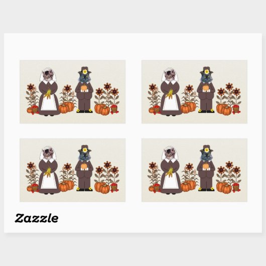 Erntedank Katzen Rechteckiger Aufkleber (Blatt)