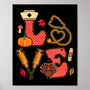 Erntedank Krankenpflege Liebe Herbst Saison Kranke Poster
