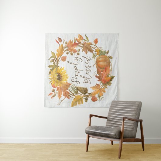 Erntedank Kranz - einfach gesegnet Wandteppich (Beispiel)