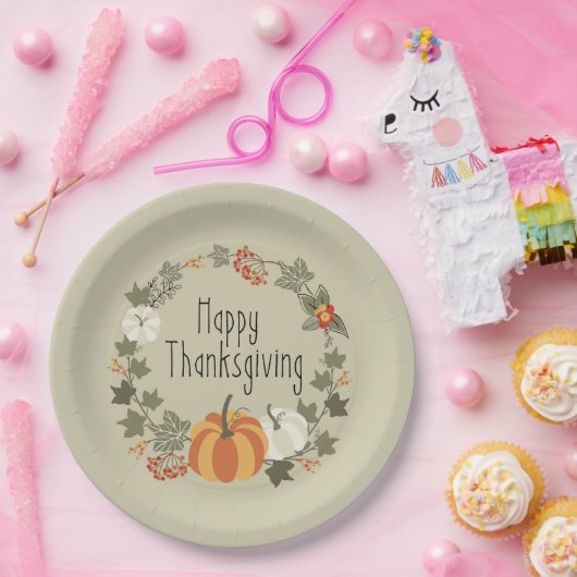 Erntedank Kranz mit Pumpkettenpapier Pappteller (Party)