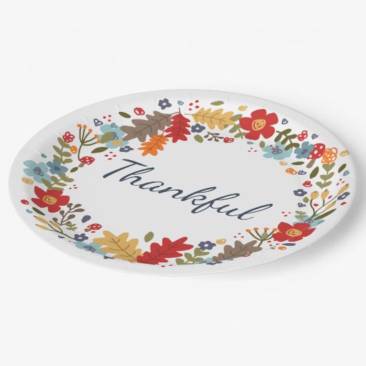Erntedank Küche Essen Herbst Kleider Dekoration Pappteller (Schrägansicht)