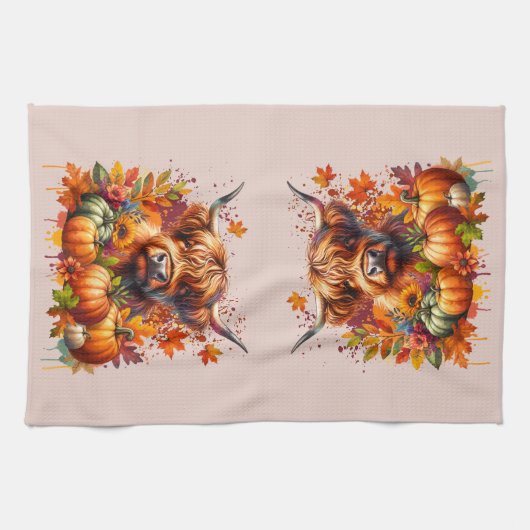 Erntedank Kuh Geschirrtuch (Horizontal)