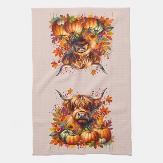 Erntedank Kuh Geschirrtuch (Vertikal)