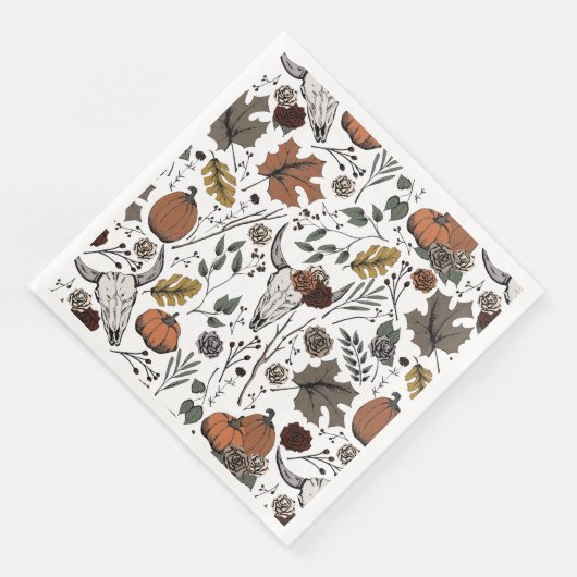 Erntedank Kuh Skull Fall Ernte Serviette (Ecke)