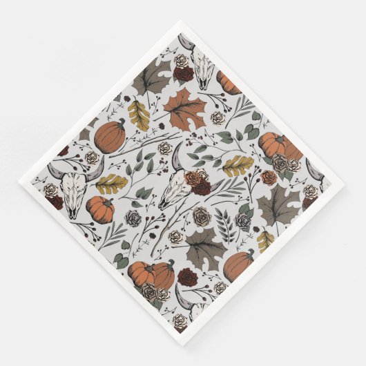 Erntedank Kuh Skull Fall Ernte Serviette (Ecke)