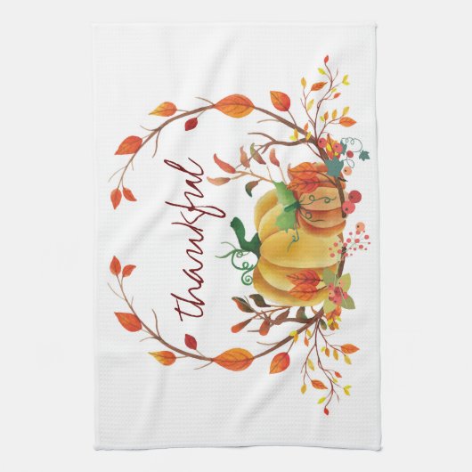 Erntedank Kürbis dankbar Design Geschirrtuch (Vertikal)