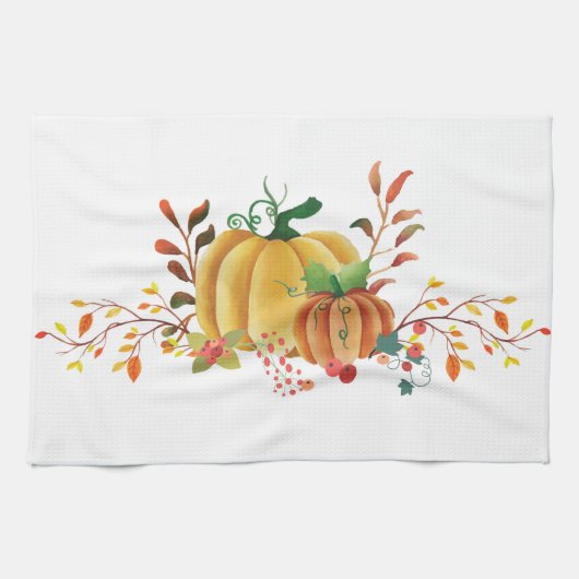 Erntedank-Kürbis-Design Geschirrtuch (Horizontal)