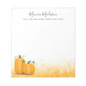 Erntedank-Kürbis für die Herbsternte personalisier Notizblock (Vorderseite)