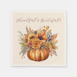 Erntedank- Kürbis mit Blume- Serviette