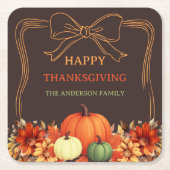 Erntedank Kürbis Orangenbogen handgezeichnet Bistr Rechteckiger Pappuntersetzer (Vorderseite)